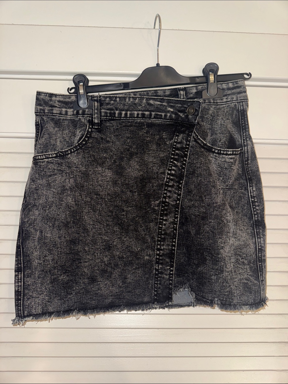 Black Washed Denim Mini Skirt size large
